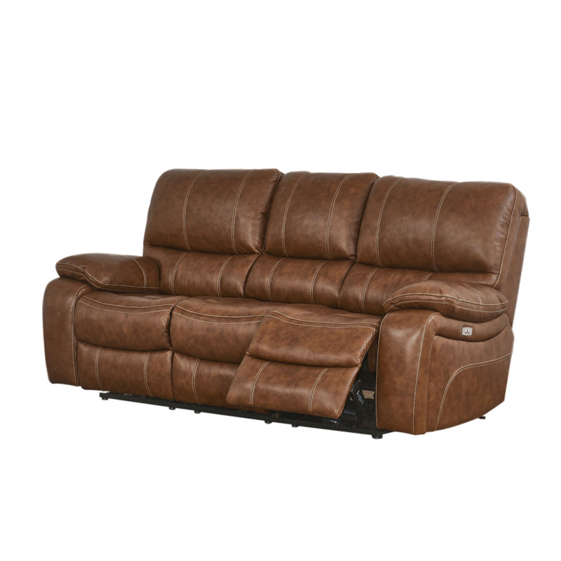 Steelside™ Flagg 86" Genuine Leather Pillow Top Arm Reclining Sofa